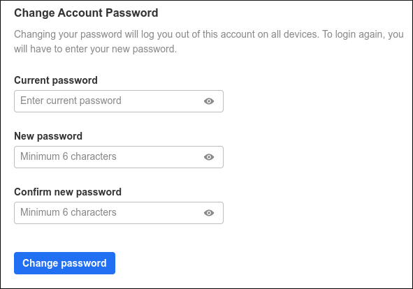 Webmail - Change password - Options