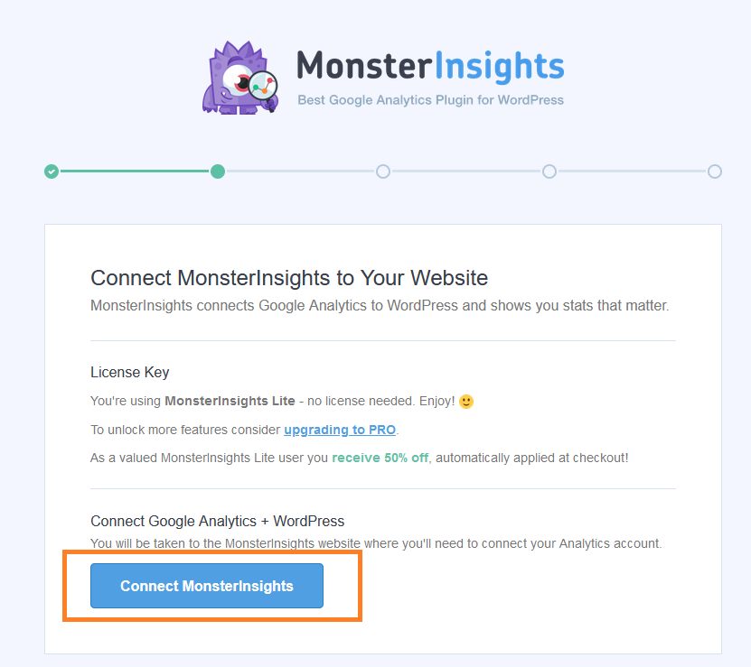 connect monsterinsiights with google analytics